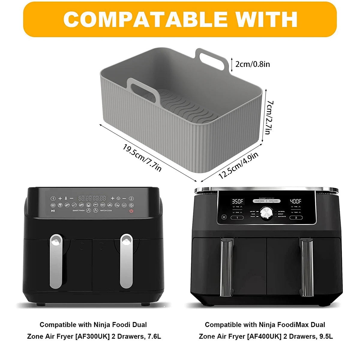 2Pcs Air Fryer Silicone Pot Air Fryer Liner Heat Resistant Air Fryer Silicone Basket Rectangle Baking Pan for Oven Microwave