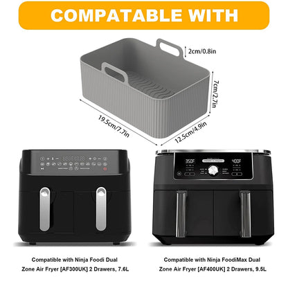 2Pcs Air Fryer Silicone Pot Air Fryer Liner Heat Resistant Air Fryer Silicone Basket Rectangle Baking Pan for Oven Microwave