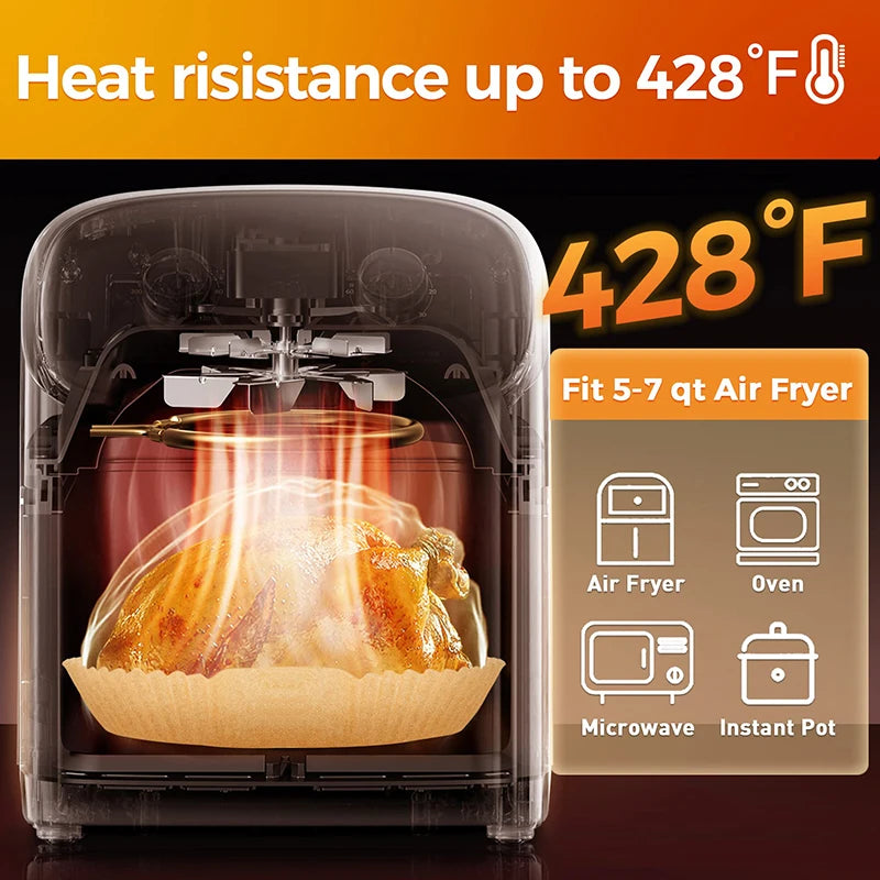 Air Fryer Disposable Paper Liner for Cosori Ninja Square/Round Nonstick Parchment Baking Oven Paper Kitchen Accessories