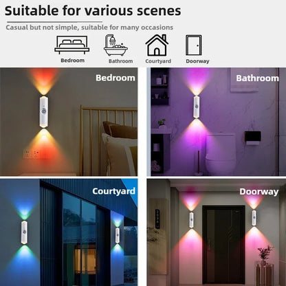 LED Night Lights Double-Head Sunset Wall Lamp Motion Sensor RGB Ambient Light Magnetic USB Rechargeable Party Corridor Closets