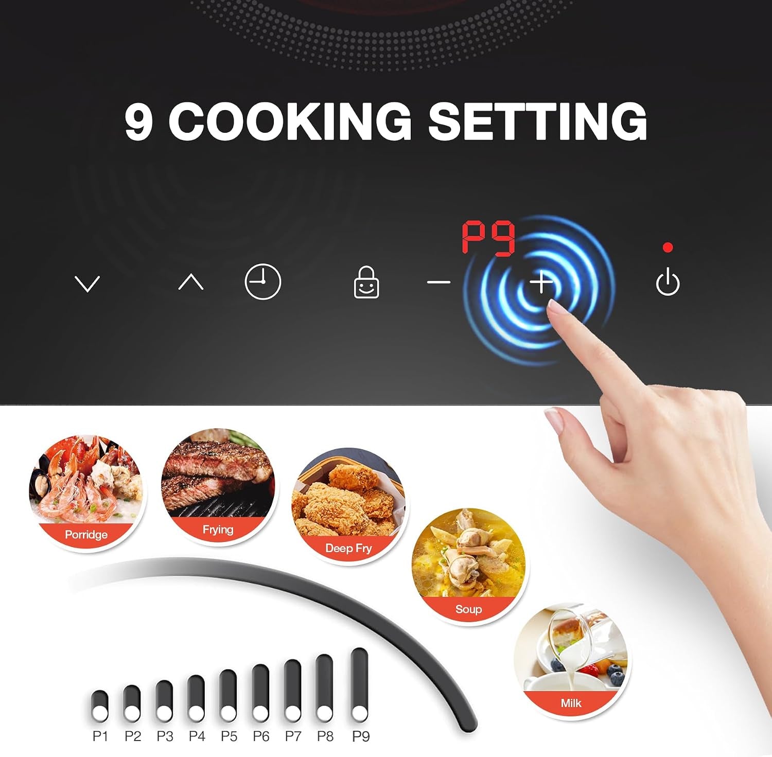 Single Burner Electric Cooktop,110V 1800W Electric Stove Top with LED Touch Control,Portable Cooktop 9 Power Levels, 4Htimer, Safety Lock,Overheat Protection