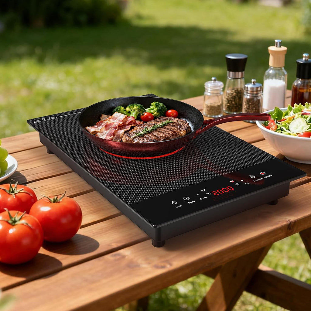 Electric Cooktop,  1800W Portable Stove Top, 12" Infrared Single Burner Hot Plate for Cooking, Countertop Ceramic Radiant Cooker with Timer & Child Lock, All Cookware Compatible for Rv/Dorm