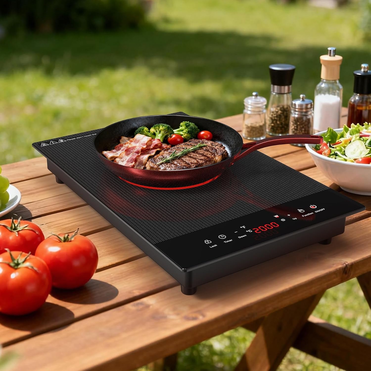 Electric Cooktop,  1800W Portable Stove Top, 12" Infrared Single Burner Hot Plate for Cooking, Countertop Ceramic Radiant Cooker with Timer & Child Lock, All Cookware Compatible for Rv/Dorm
