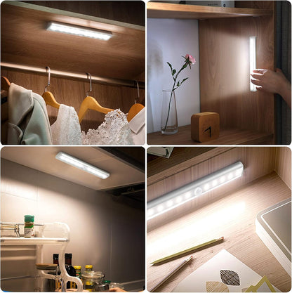 Indoor Motion Sensor Lights - Battery Operated Magnetic Under Cabinet Night Lights (Cool White, 2 Pack)