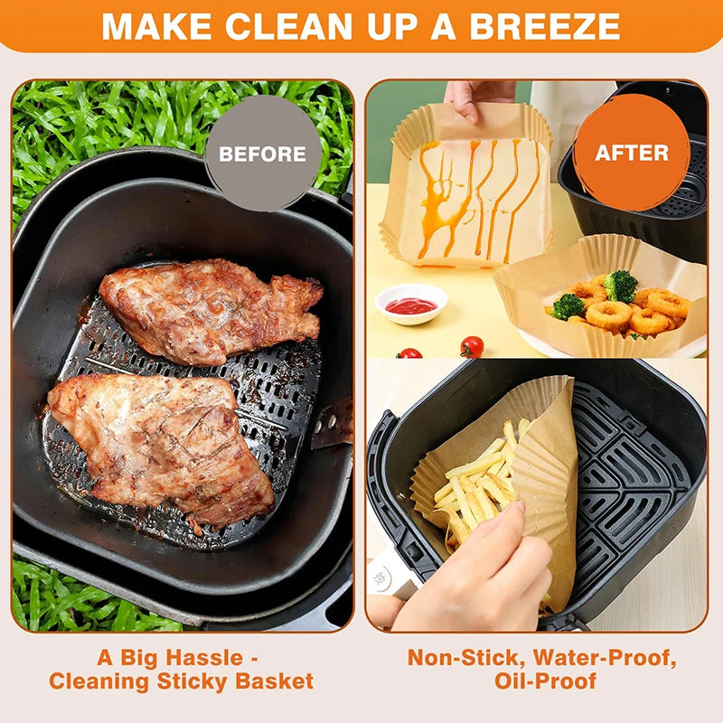Air Fryer Disposable Paper Liner for Cosori Ninja Square/Round Nonstick Parchment Baking Oven Paper Kitchen Accessories