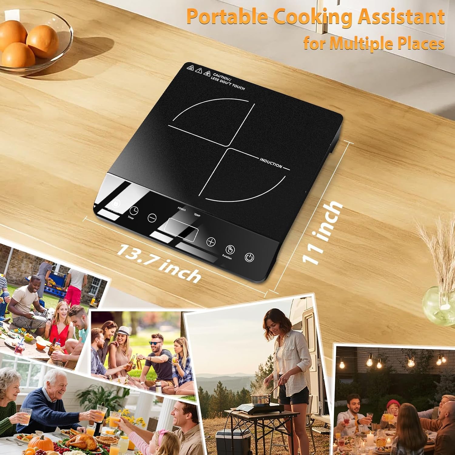 Single Burner Induction Cooktop, Etl-Certified 1800W Portable Induction Cooktop Large 8 Inch Heating Coil, 12 Temp Settings up to 465℉ Electric Stove Hot Plate with 3 Hour Timer, Safety Lock