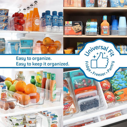 14-Piece Stackable Refrigerator Organizer Set - Clear Acrylic Bins for Efficient Fridge and Freezer Storage (VDS-SB-BIN-14SET)